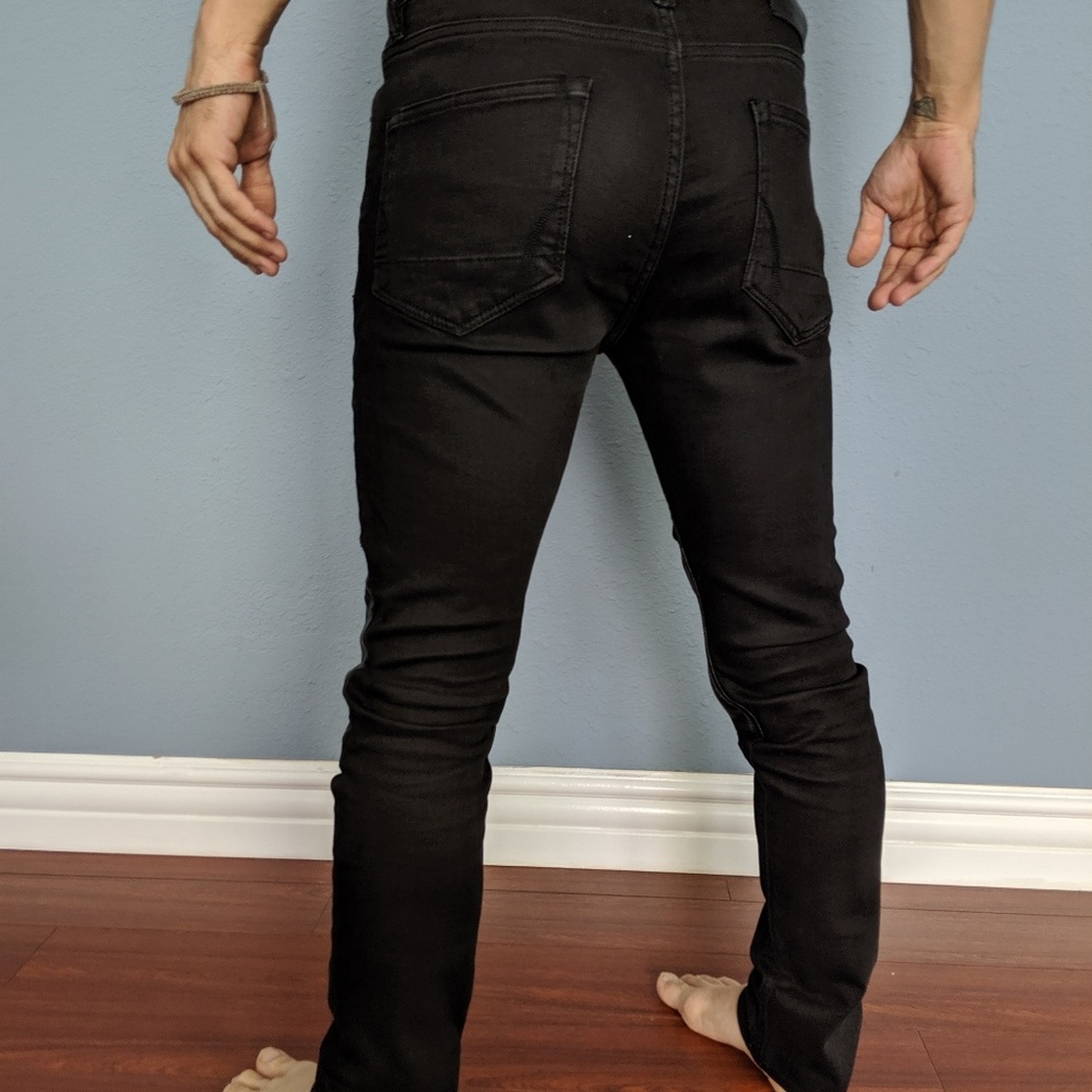 All Saints Razor Jeans w leather knee detail
